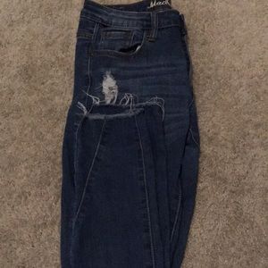Distressed Mid-rise Ankle Jeans